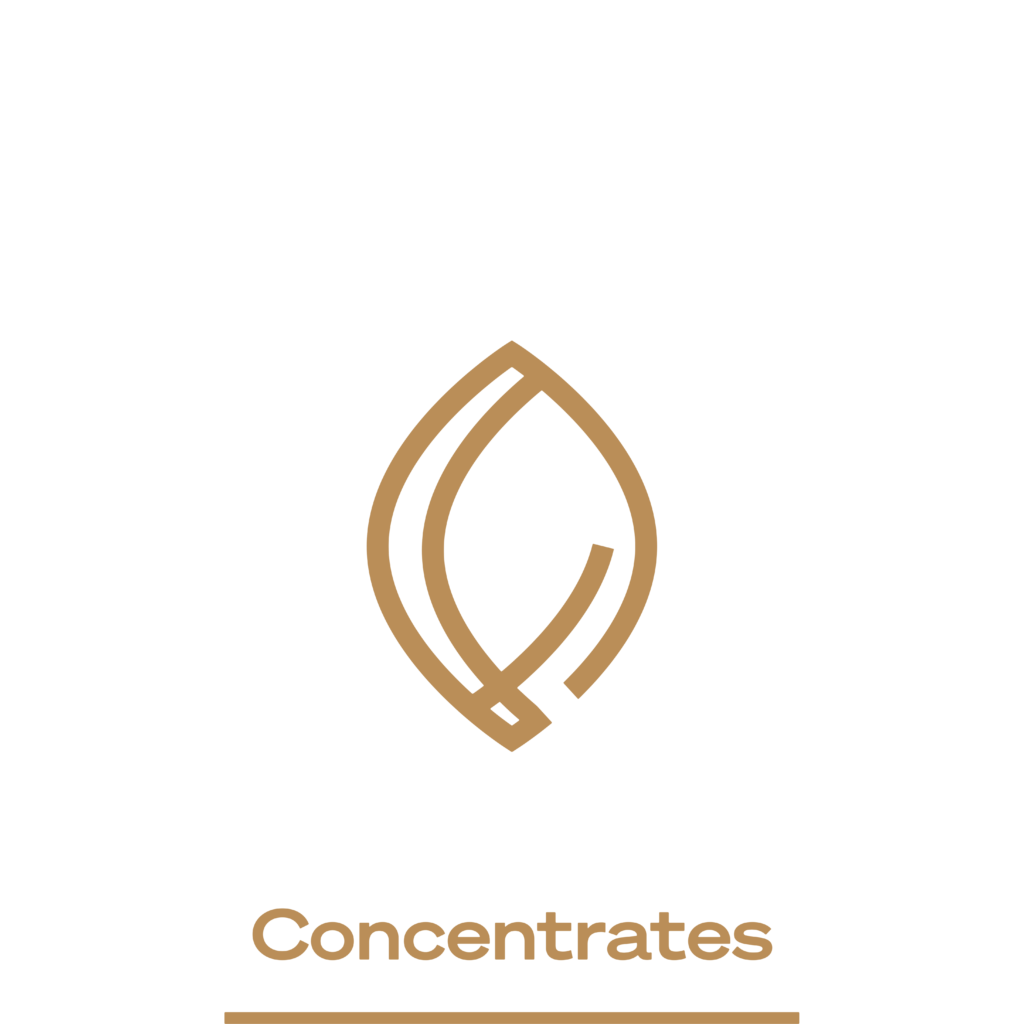 Icon of cannabis concentrates in gold tones on a black background, used as a button on High Ties Cannabis Dispensary's website.
