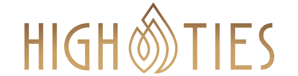 High Ties Cannabis Dispensary logo with a modern and sleek design in gold tones, representing Ottawa's favorite cannabis dispensary.